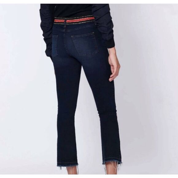 VERONICA BEARD Carolyn 10" Baby Boot dark slate striped waistband jeans sz 26 - Picture 2 of 6